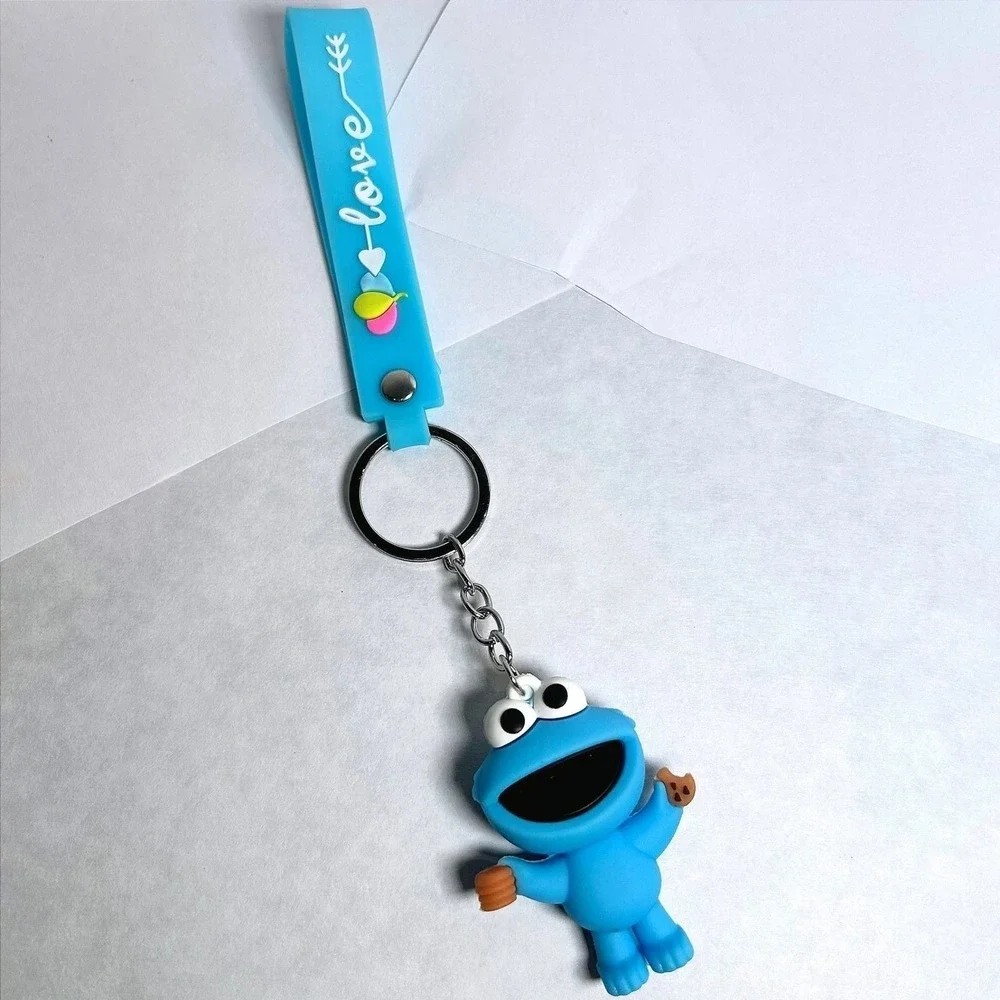 Set of 3 Character Keychains Cookie Monster Big Bird Oscar‎ Wrist Strap Bundle